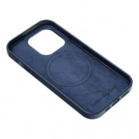 Case for Samsung S25 PLUS Leather Mag Cover compatible with MagSafe blue