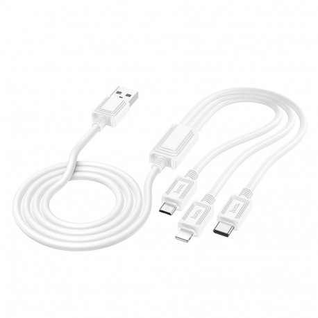 Cable 3in1 USB A to Lightning / Micro USB / USB C Hoco 2A 1 m X74 white