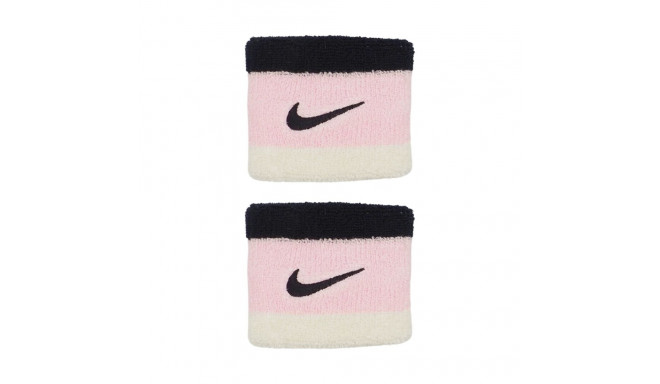Frotki na nadgarstki Nike Swoosh Wristbands 2 szt. czarno-różowo-białe N0001565641