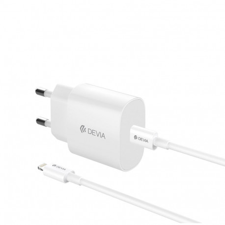 Devia wall charger Rocket PD 20W 1x USB-C white + cable USB-C - Lightning