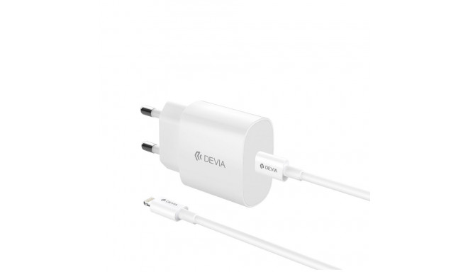 Devia wall charger Rocket PD 20W 1x USB-C white + cable USB-C - Lightning