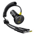 Baseus car charger USB-C - USB-C 60W black with USB-C - Lightning cable
