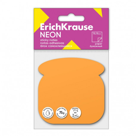 Note paper ERICH KRAUSE Neon, Phone, 75х75 mm, 50 sheets, orange