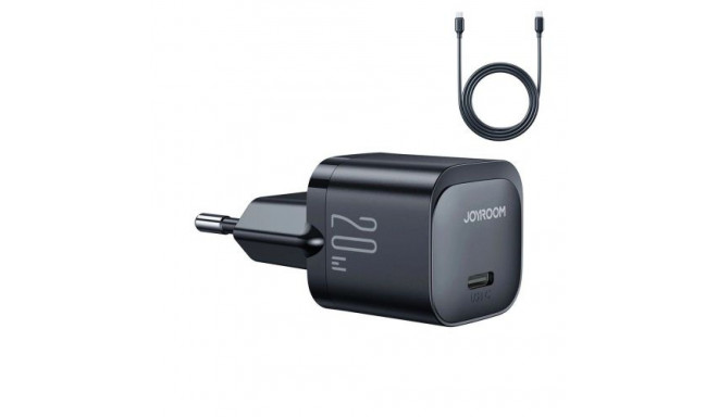 Joyroom Travel Charger Type-C, PD 20W with Type-C to Type-C Cable, 1m, Black (JR-TCF02)