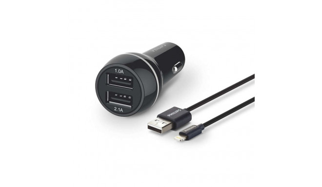 Philips Dual Car Charger 15W mit Apple Lightning Kabel MFI