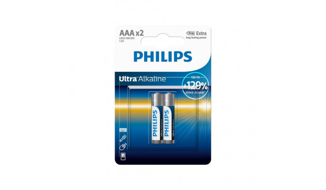 1x2 Philips Ultra Alkaline AAA Batterie