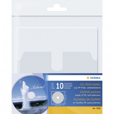 Herma CD/DVD-Cases self-adhesive f.1 CD/DVD 10 Pcs. trans. 7688