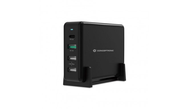 Conceptronic OZUL01B 4-portiline 65W USB-PD laadija