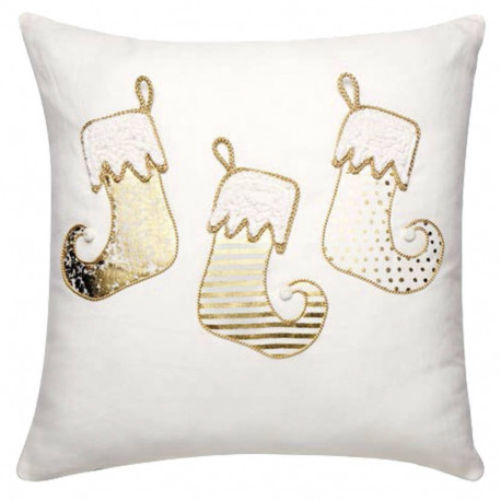 L´Oca Nera padded cushion with Christmas socks 45x45 cm
