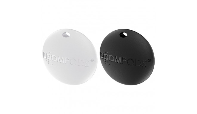 Boompods Boomtag 2-pack must ja valge