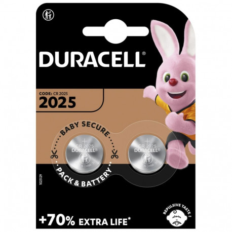 1x2 Duracell CR 2025 liitium mündipatarei