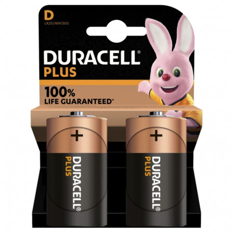1x2 Duracell Plus Mono D MN1300 LR20 1,5V patarei