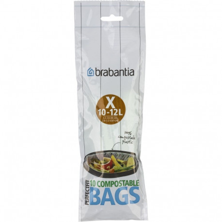 Brabantia PerfectFit Bin Liner compost. Type X, 12 L, 10 bags