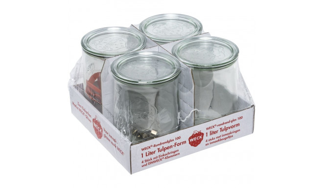 WECK Round Rim Jar Tulip 1,0l Set of 4