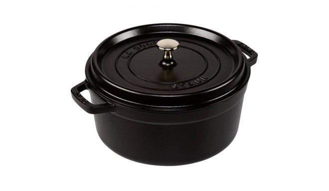 Staub ümmargune cocotte, 26cm malm, must