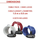 3x1 Master Lock 8mm Kaablilukk 8127EURTRI