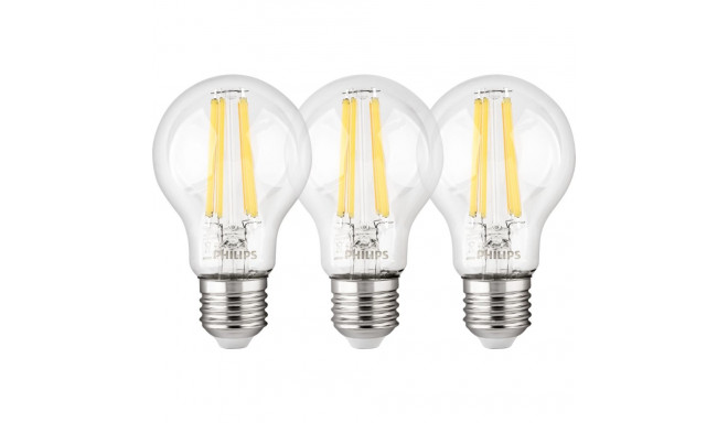 Philips LED Lamp E27 3-Pack 75W 2700K Filament