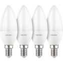 Philips LED Lamp E14 4-pack candle     40W 2700K
