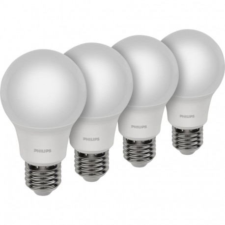 Philips LED Lamp E27 4-Pack 60W 4000K