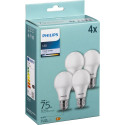 Philips LED Lamp E27 4-pakk 75W 4000K