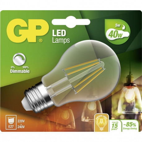 GP Lighting Filament Classic E27 5W (40W) hämardatav 470lm GP078210