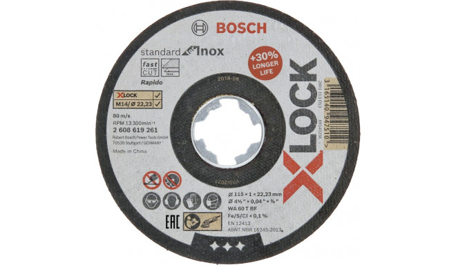 Bosch X-LOCK lõikeketas 115x1,0 Std f INOX