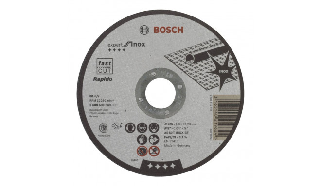 Bosch lõikeketas INOX Rapido sirge 1,0x125mm