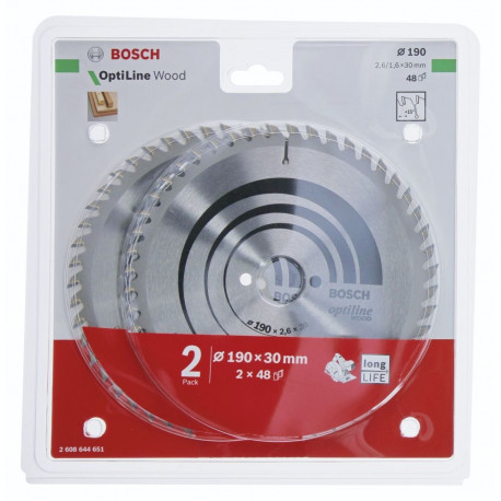 Bosch 2x Optiline Wood 190x30x2.6/1.6x48T puidule