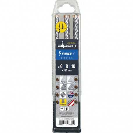 Alpen SDS+ FORCE X komplekt 3 tk 6-8-10x160