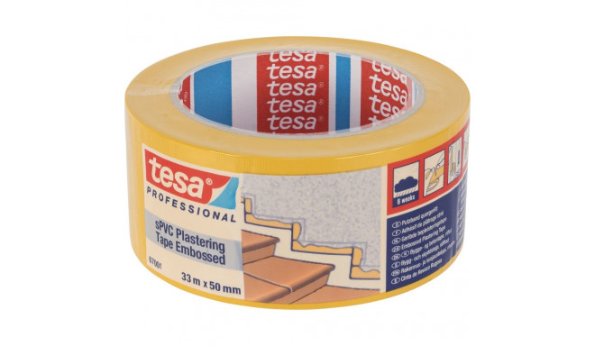 Tesa Plastering Tape, sPVC 33m x 50mm embossed yellow 67001