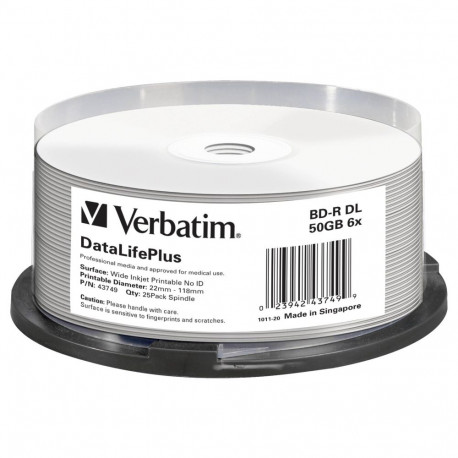 1x25 Verbatim BD-R Blu-Ray 50GB 6x kiirus prinditav Cakebox