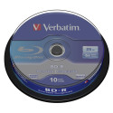 1x10 Verbatim BD-R Blu-Ray 25GB 6x Speed, white blue Cakebox
