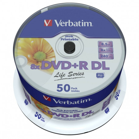 1x50 Verbatim DVD+R DL lai pr. 8x kiirus, 8,5GB Life Series