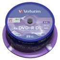 1x25 Verbatim DVD+R Kahekihiline 8x kiirus, 8,5GB matt hõbedane