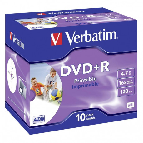 1x10 Verbatim DVD+R 4,7GB Jewel 16x kiirus, prinditav