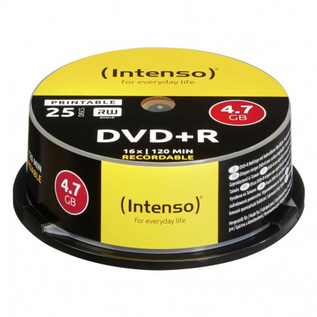 1x25 Intenso DVD+R 4,7GB 16x kiirus Cakebox prinditav