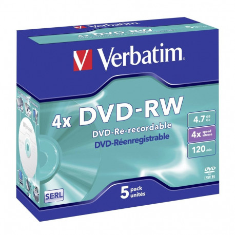 1x5 Verbatim DVD-RW 4,7GB 4x kiirus, Jewel Case