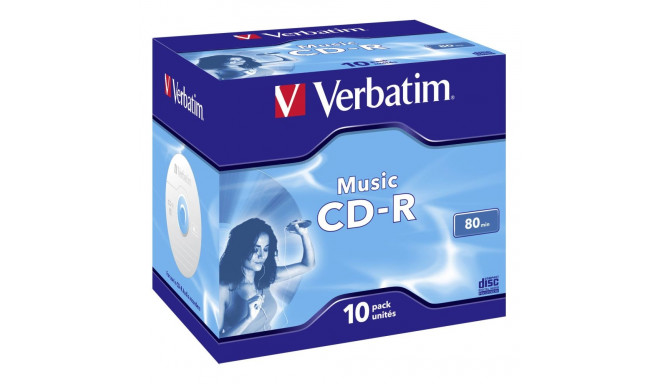 1x10 Verbatim CD-R 80 / 700MB audio värviline Live it jewel case