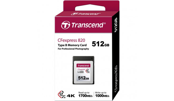 Transcend CFexpress kaart 512GB Typ B TS512GCFE820