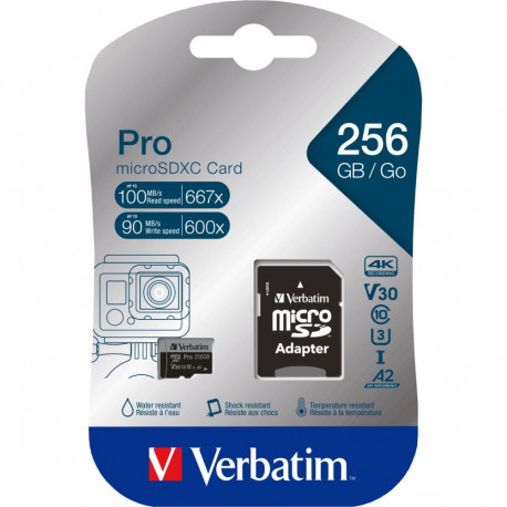Verbatim microSDXC Pro 256GB Class 10 UHS-I adapteriga