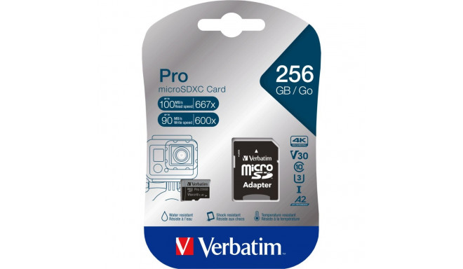 Verbatim microSDXC Pro 256GB Class 10 UHS-I adapteriga