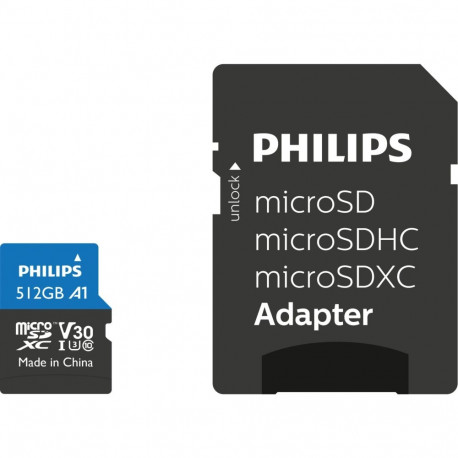 Philips MicroSDXC kaart 512GB Class 10 UHS-I U3 koos adapteriga