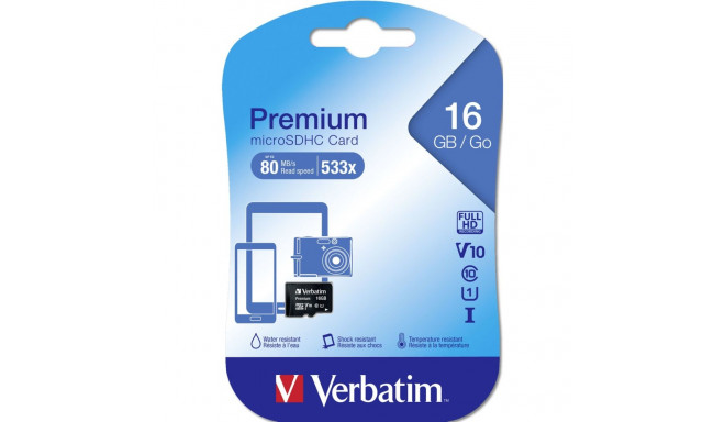Verbatim microSDHC 16GB Class 10 UHS-I 44010