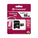 Transcend microSDHC 16GB Klassi 10 mälukaart + SD-adapter