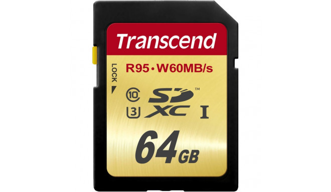 Transcend SDXC 64GB Class 10 UHS-I U3 Ultimate mälukaart