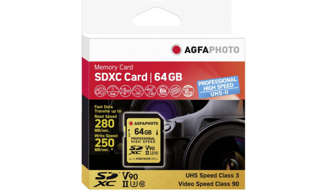 AgfaPhoto SDXC UHS II       64GB Professional High Speed U3 V90