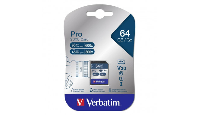 Verbatim SDXC kaart Pro 64GB Class 10 UHS-I 47022