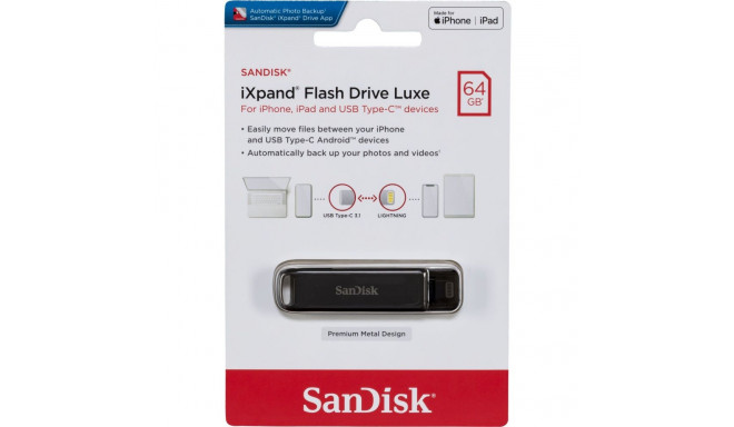 SanDisk iXpand mälupulk Luxe 64GB TypC/Lightning SDIX70N-064G-GN6NN