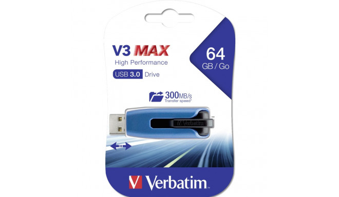 Verbatim Store n Go V3 MAX 64GB USB 3.0, lugemiskiirus kuni 300MB/s, mudel 49807