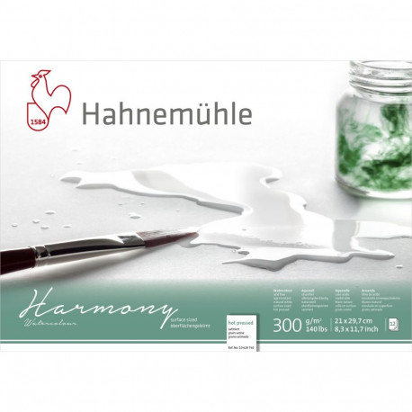 Hahnemühle Harmony akvarellipaber kuumpressitud 12 lehte 300g A4